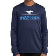 Load image into Gallery viewer, Youth Performance Long Sleeve T-Shirt with Dawson Mustang Logo - 3 Colors
