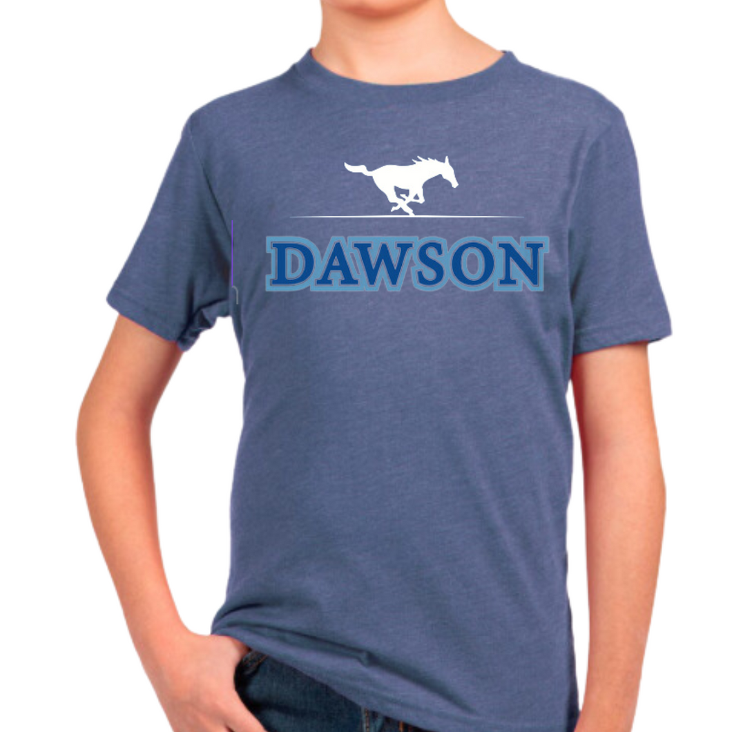 Youth Unisex Cotton Short-Sleeve T-Shirt with Dawson Mustang Logo