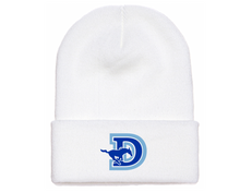 Load image into Gallery viewer, Cuff Beanie with Dawson &quot;D&quot; Logo - available in Navy, White &amp; Pink

